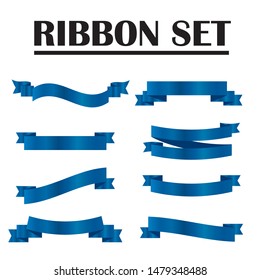 Blue ribbons set.Vector ribbon banners.