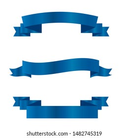 Blue ribbons set.Vector ribbon banners.