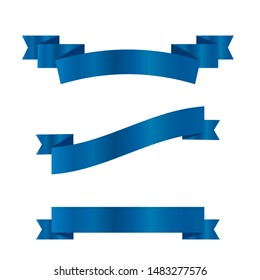 Blue ribbons set.Vector ribbon banners.