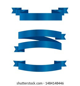 Blue ribbons set.Vector ribbon banners.