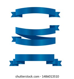 Blue ribbons set.Vector ribbon banners.