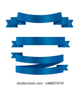 Blue ribbons set.Vector ribbon banners.