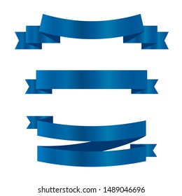 Blue ribbons set.Vector ribbon banners.