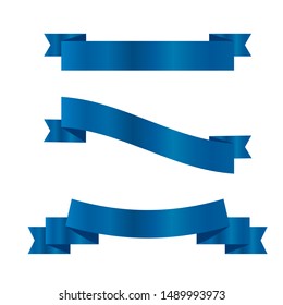 Blue ribbons set.Vector ribbon banners.