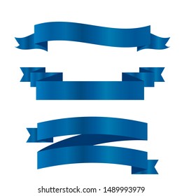 Blue ribbons set.Vector ribbon banners.