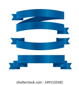 Blue ribbons set.Vector ribbon banners.