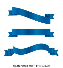 Blue ribbons set.Vector ribbon banners.