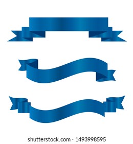 Blue ribbons set.Vector ribbon banners.