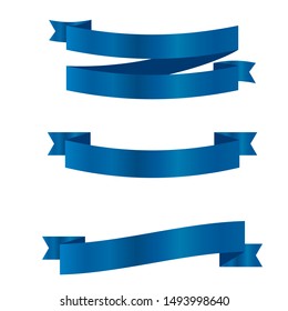 Blue ribbons set.Vector ribbon banners.