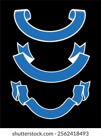 Blue ribbons vector on black background