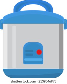 Blauer Reiskocher, Vektorgrafik auf weißem Hintergrund.
