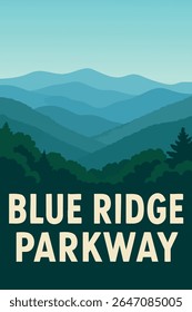 O Blue Ridge Parkway oferece vistas majestosas para as montanhas, com vistas deslumbrantes para as Montanhas Apalaches.
