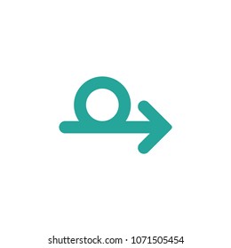 blue right arrow cartoon icon. Isolated on white. Continue icon.  Next sign. East arrow.