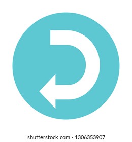 Blue Right Arrow Curving Left