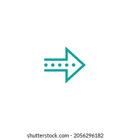 blue  right arrow with dots icon. Continue, next button. Isolated on white. Look directory, download link