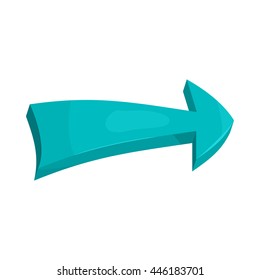Blue right arrow icon in cartoon style on a white background