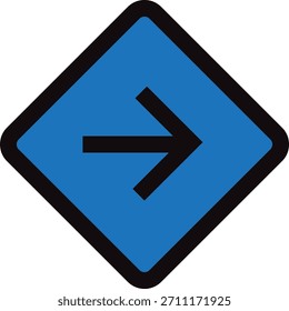 Icono de flecha derecha azul para dirección, siguiente, adelante y navegación.