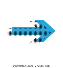Blue right arrow icon with halfotne symbol template