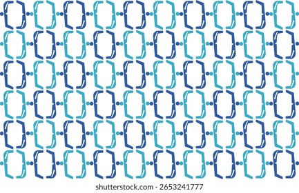 blue ring block on white background, design for fabric print or t-shirt paint screening, oval, round and circle, diamond checkerboard