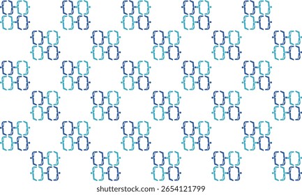 blauer Ringblock auf weißem Hintergrund, Design für Stoffdruck oder T-Shirt-Lackmusterung, oval, rund und kreis, Schachbrett