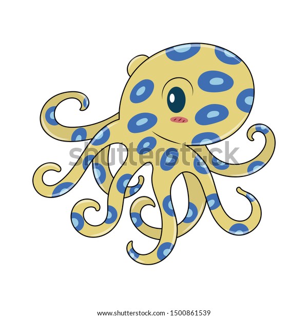 Blue Ring Octopus Vector Cartoon Isolated Stock Vector (Royalty Free ...