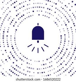 Blue Ringing alarm bell icon isolated on white background. Fire alarm system. Service bell, handbell sign, notification symbol. Abstract circle random dots. Vector Illustration