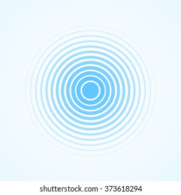 Blue Rings Sound Wave And Line In A Circle. Tap Symbol. Radio Signal Background. Vector Template Illustration Abstract Speed Motion For Your Design