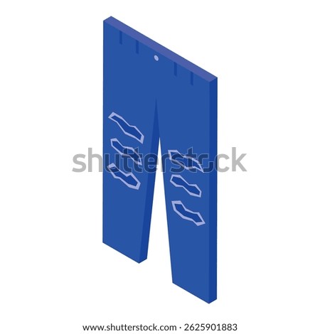 Blue ripped jeans isometric style isolated on white background
