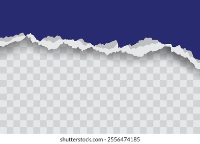 Blue Ripped Paper Background in Header Position for Flyer, Banner, Infographic, Website, Ads Banner or Etc. High Quality Background Vector Illustration