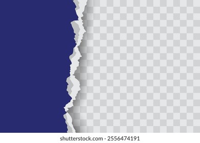 Blue Ripped Paper Background in Left Position for Flyer, Banner, Infographic, Website, Ads Banner or Etc. High Quality Background Vector Illustration