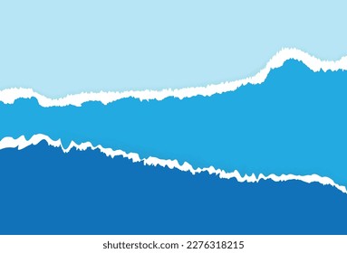Blue Ripped Torn Paper On Transparent Background. Frame. Vector Illustration