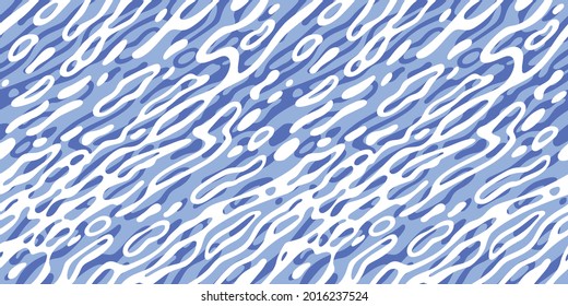 Blue Ripple Water Surface Seamless Pattern. Vector Sea Texture. Abstract Background with Water Splashes 