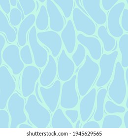 Blue ripples still clean water surface with sunlight reflexions. Clear transparent water depth texture. Seamless repeating pattern background.