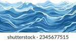 Blue ripples and water splashes waves surface flat style design vector illustration. Sea or river splashes water texture background. A restless surface of the sea, ocean, lake or river sways in waves