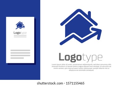 Blue Rising cost of housing icon isolated on white background. Rising price of real estate. Residential graph increases. Logo design template element. Vector Illustration