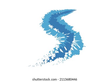 Blue river icon made using paint stroke.