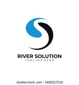 blue river logo icon vector isolated