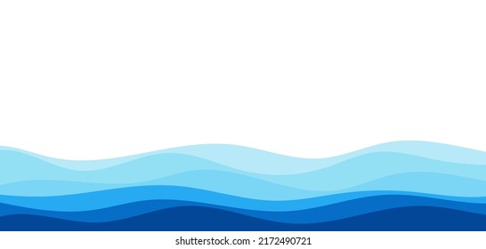 Blue river ocean water wave fluid layer vector background curve zigzag abstract illustration