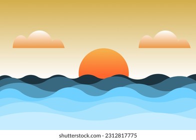 Blue river ocean water wave fluid layer vector background curve zigzag abstract illustration
