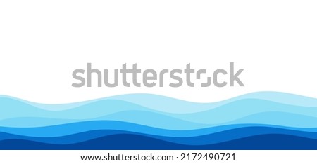 Blue river ocean water wave fluid layer vector background curve zigzag abstract illustration