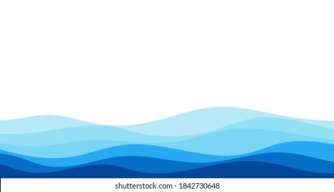 Blue river ocean wave layer vector background illustration - Shutterstock ID 1842730648