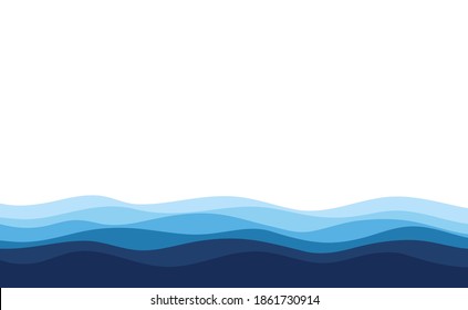 Blue river ocean wave layer vector background illustration.