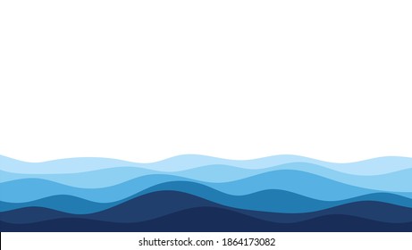 Blue river ocean wave layer vector background illustration.