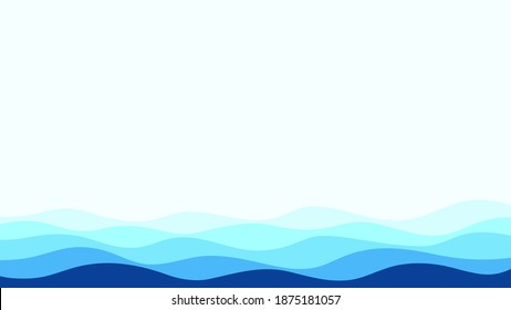 Blue River Ocean Wave Layer Flowing Background Vector Illustration.