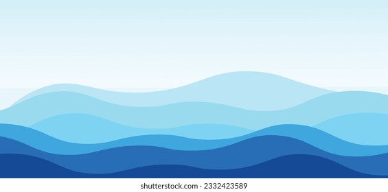 blue river ocean wave layer vector background illustration Abstract background with waves in blue tones