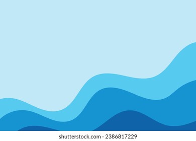 Blue River ocean wave layer vector background illustration EPS10