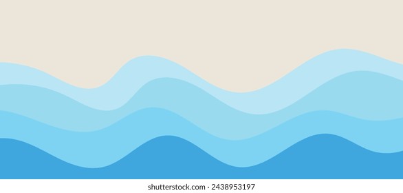 Blue River ocean wave layer vector background illustration EPS10