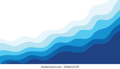 Fondo azul de la capa de la onda del océano del río. Olas del mar. Patrón de mar sin fisuras. Diseño abstracto de la onda del agua. Ilustración vectorial