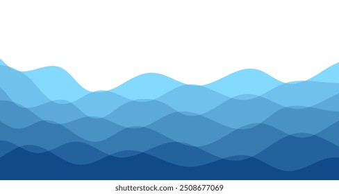 Fundo da camada de ondas oceânicas do rio azul. Ondas do mar. Padrão do mar sem costura. Projeto abstrato de onda de água. Ilustração vetorial