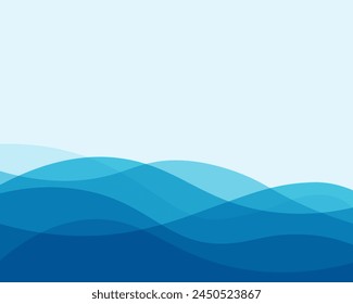 Río azul, mar, olas del océano. Fondo de Vector.